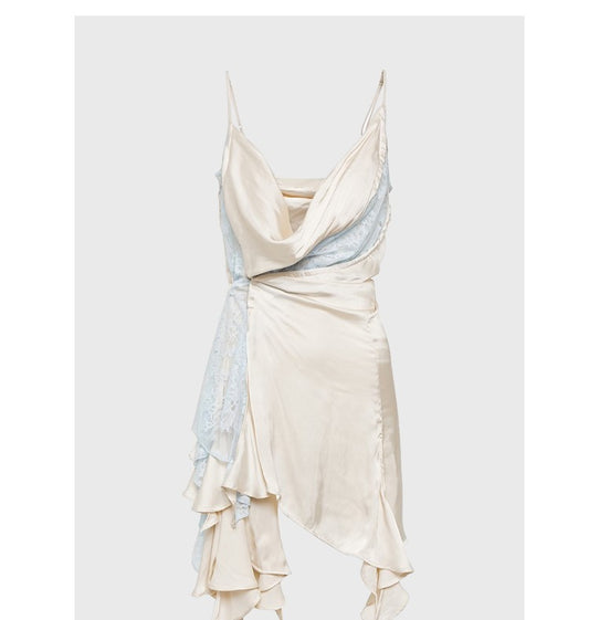 French style swing collar suspender dress with ladylike temperament