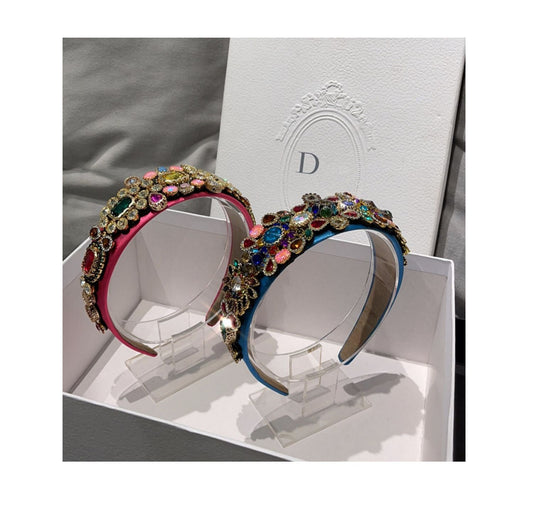 Headband with diamonds and colorful rhinestones