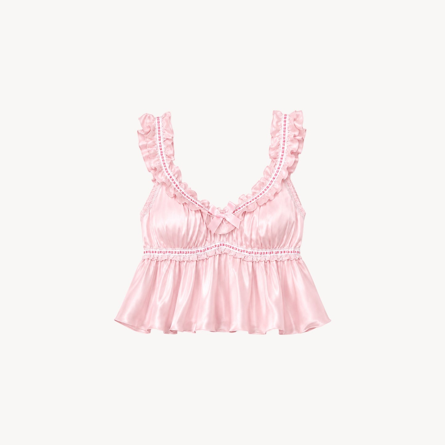 SATIN RUFFLE PAJAMA SET