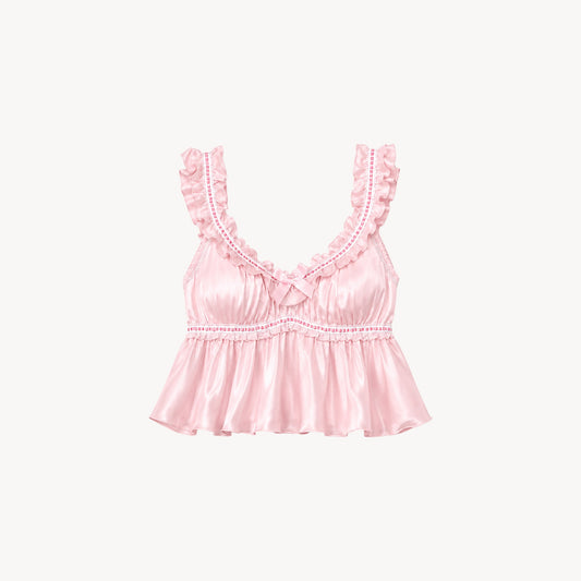 SATIN RUFFLE PAJAMA SET