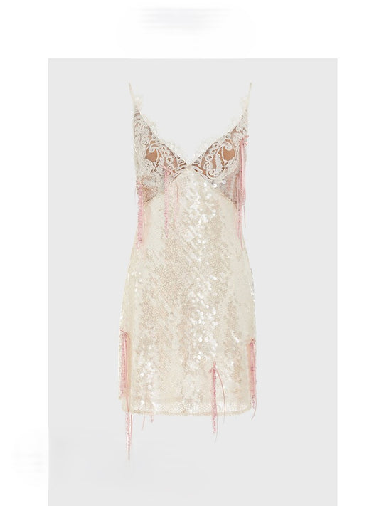 Sequined suspender dress