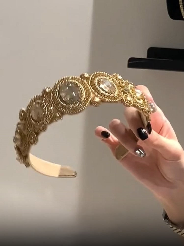 Brown super shiny diamond headband light luxury