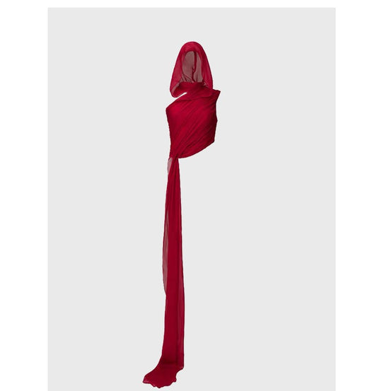 Red hooded short top with hot girl style