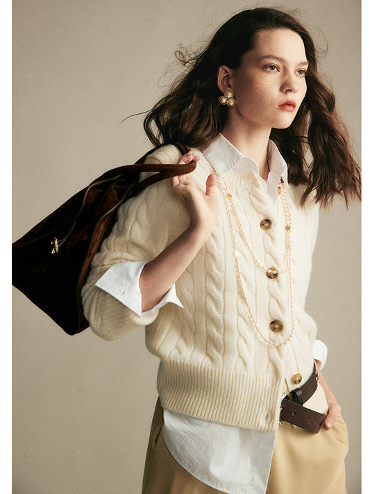 Vintage cable knit wool and cashmere