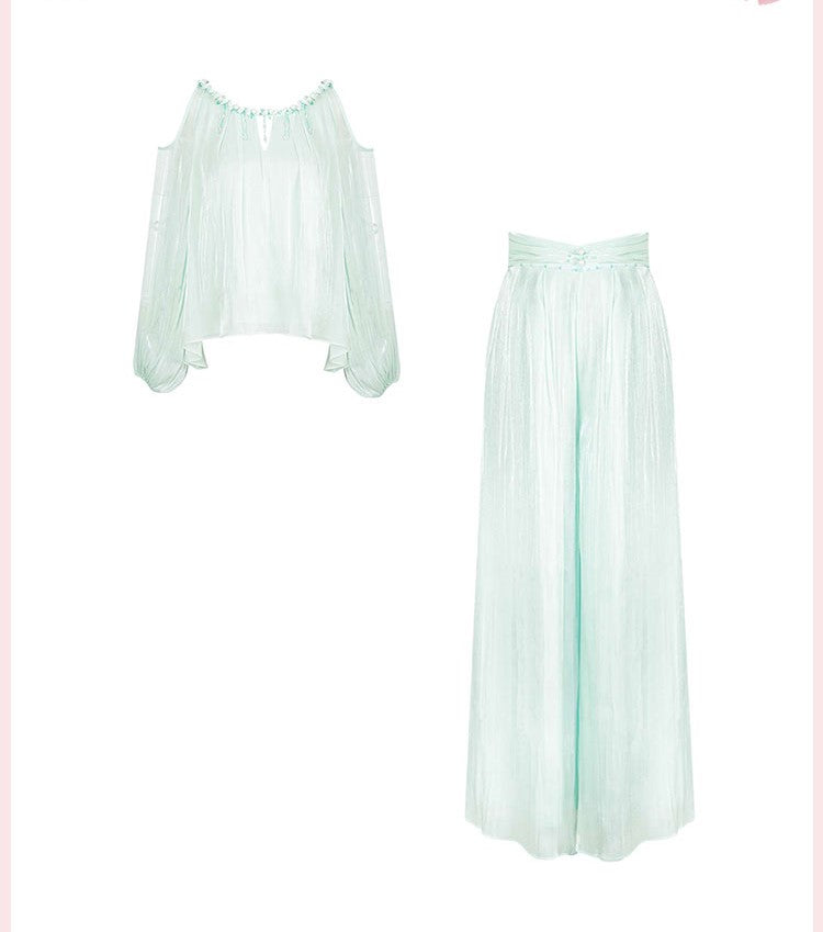 Women's loose off-shoulder two-piece suit