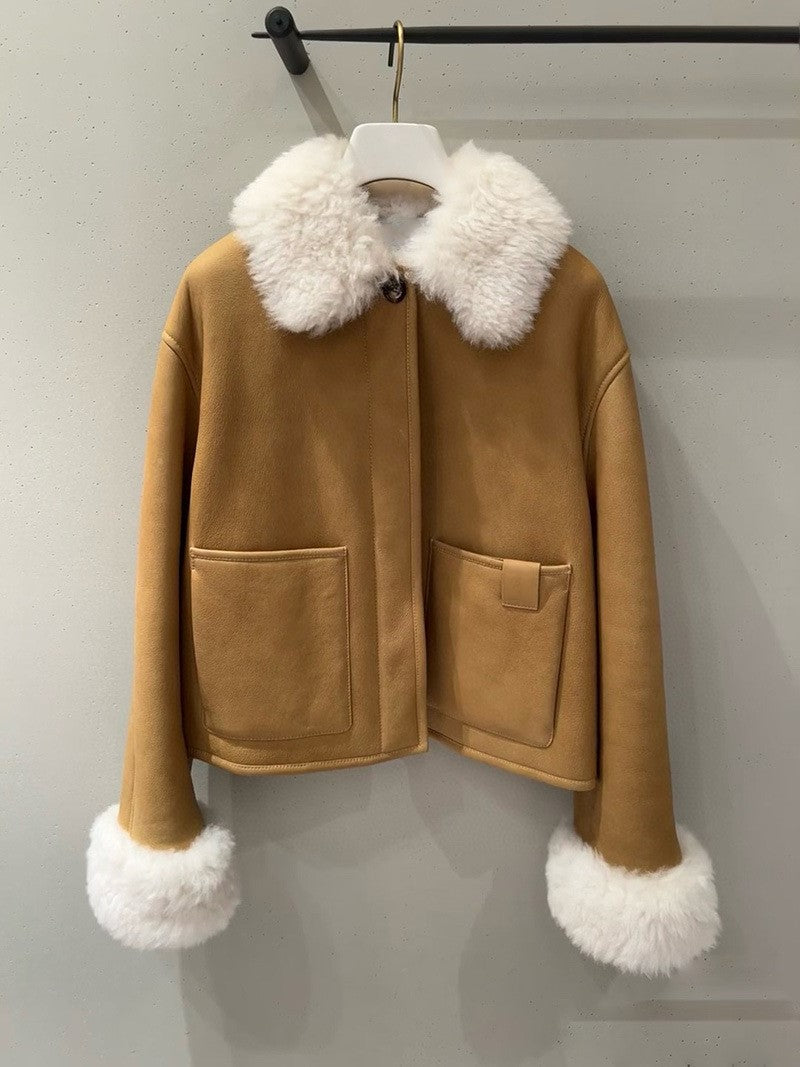 Jacket with soft fur collar