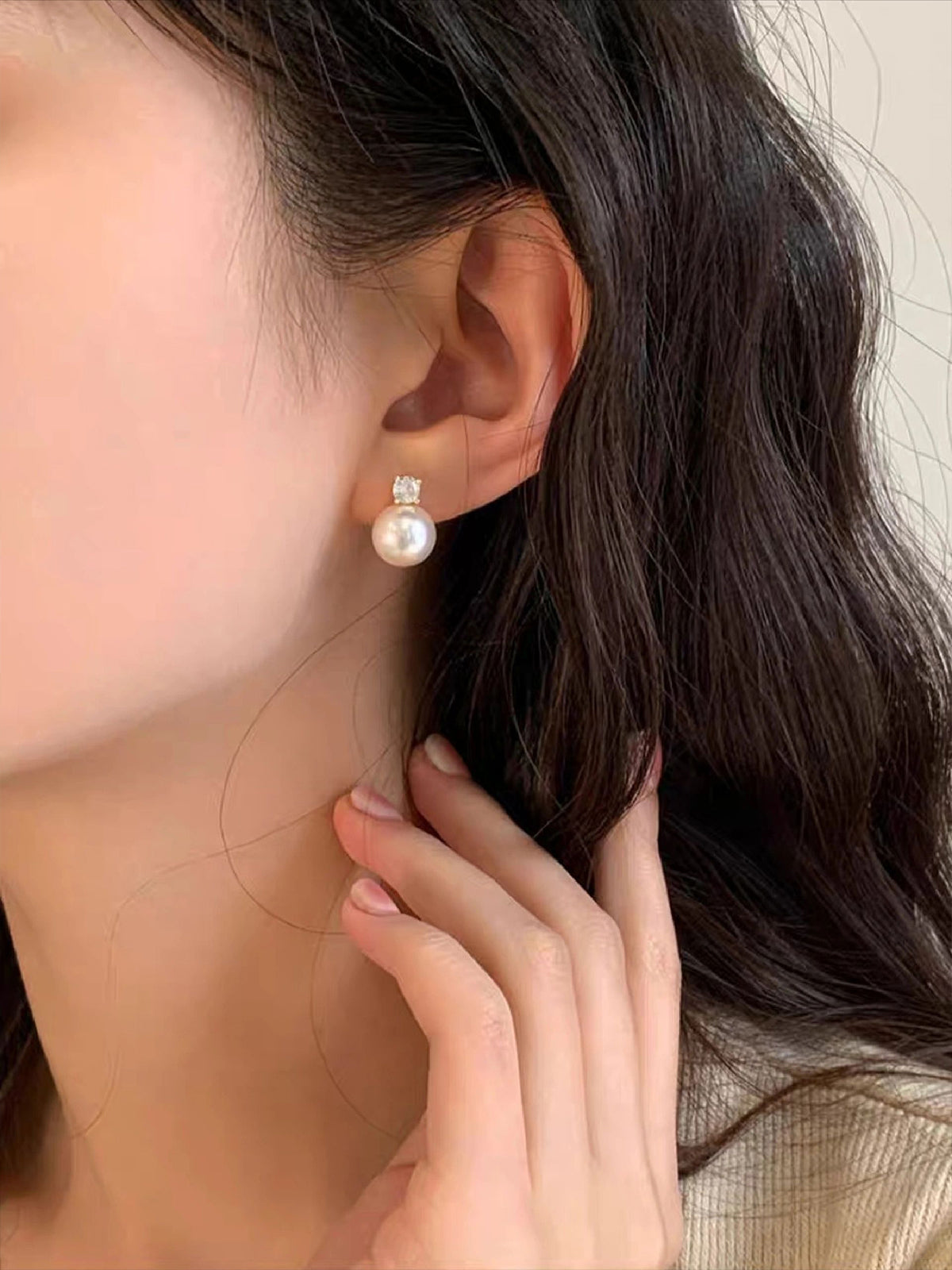 Princess Dai's same style pearl earrings for women 925 sterling silver French retro earrings