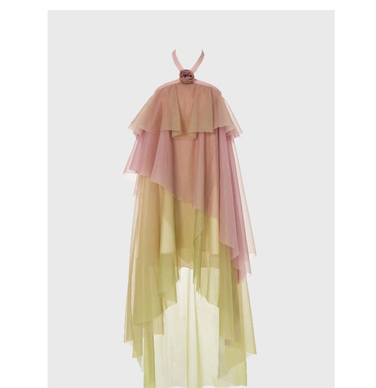 Gradient color halter dress French lady style