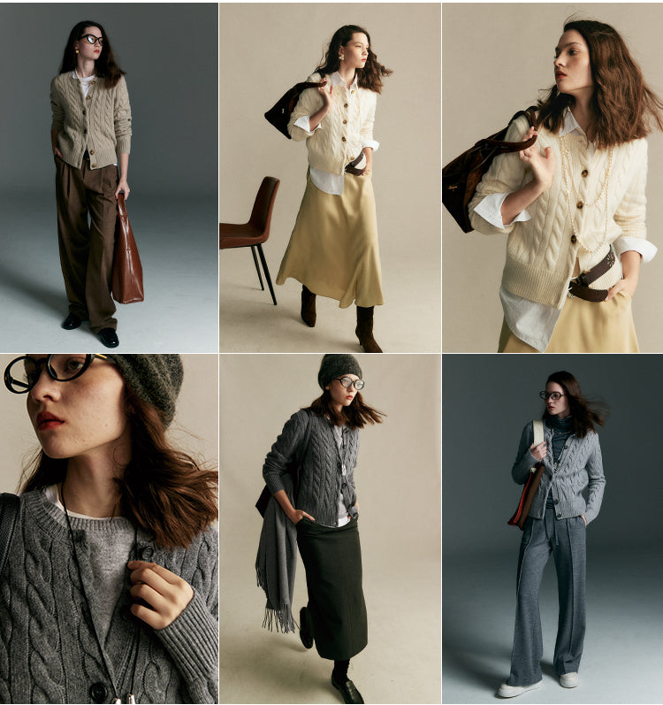 Vintage cable knit wool and cashmere