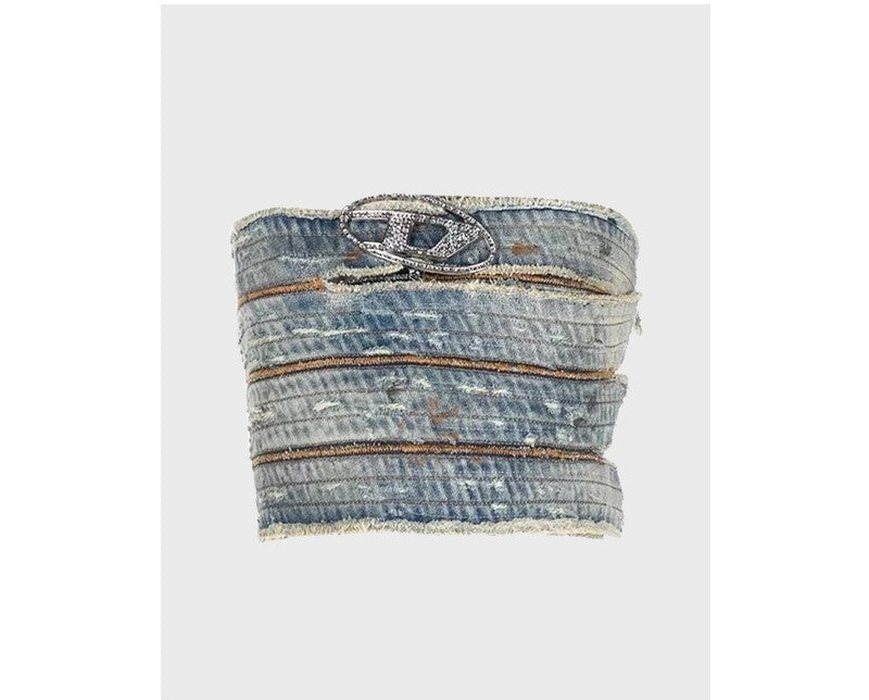 Denim tube top vest with hot girl style