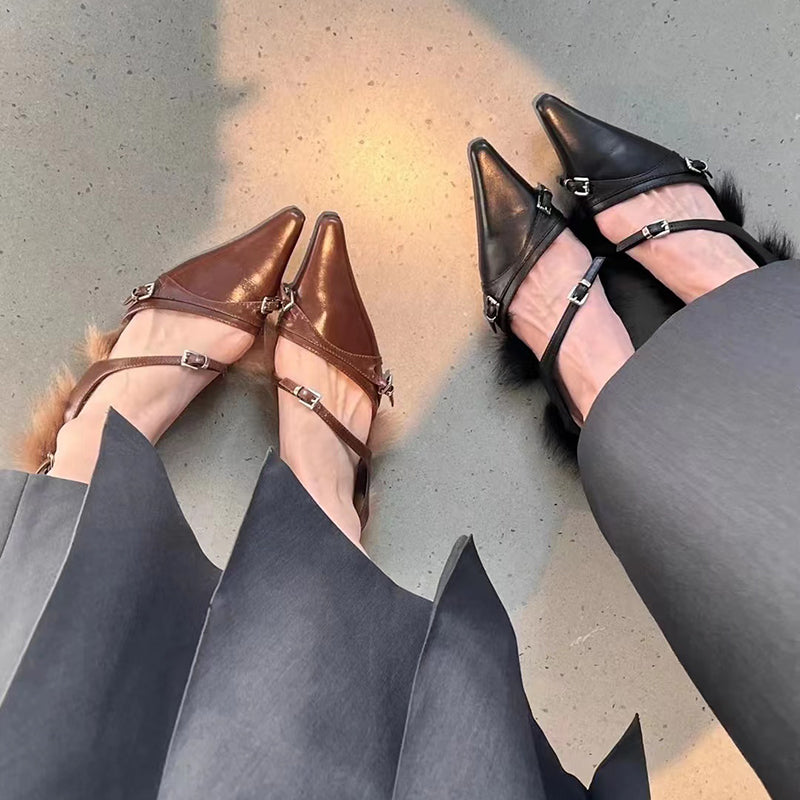 Women's personalized furry shoes mules