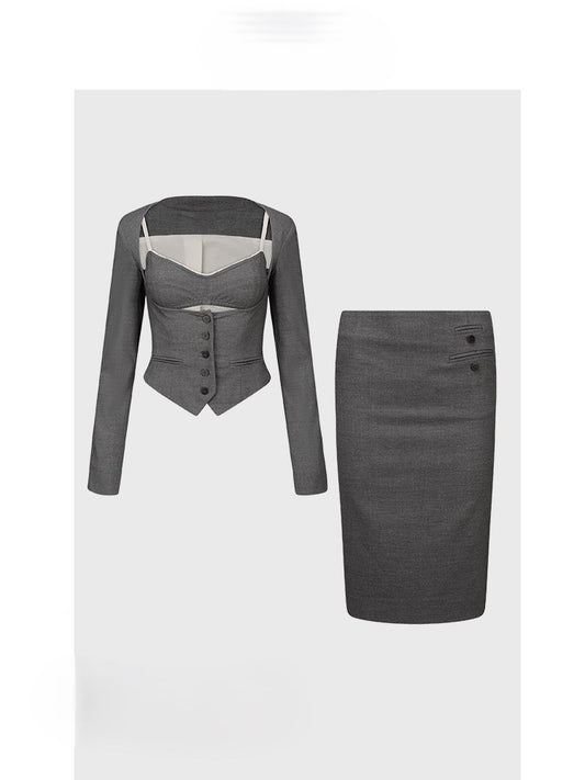Short corset hip skirt two piece set