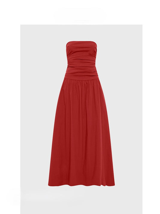 Red tube top dress high waist