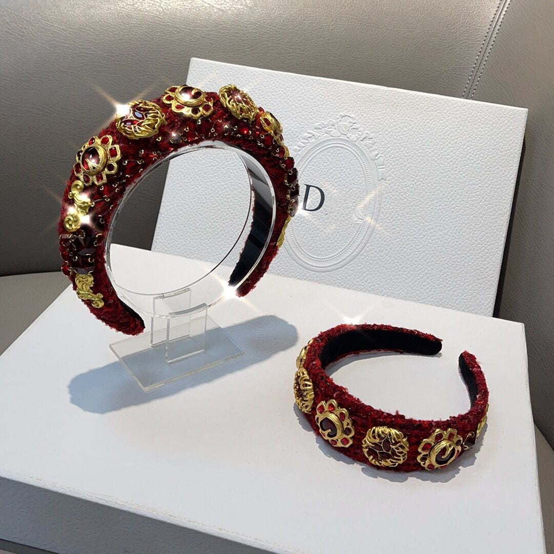 Lady-level high-end red rhinestone headband