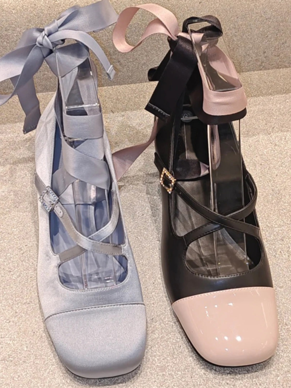 Thick Heel Square Toe Strap Color Matching Light Mary Jane