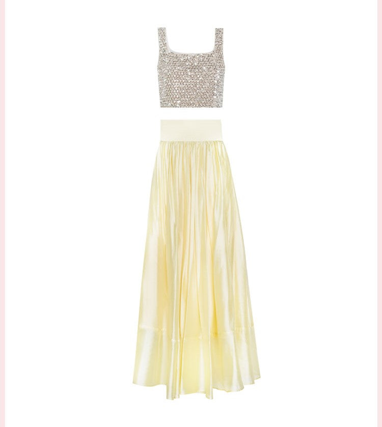 Flower top and skirt suit