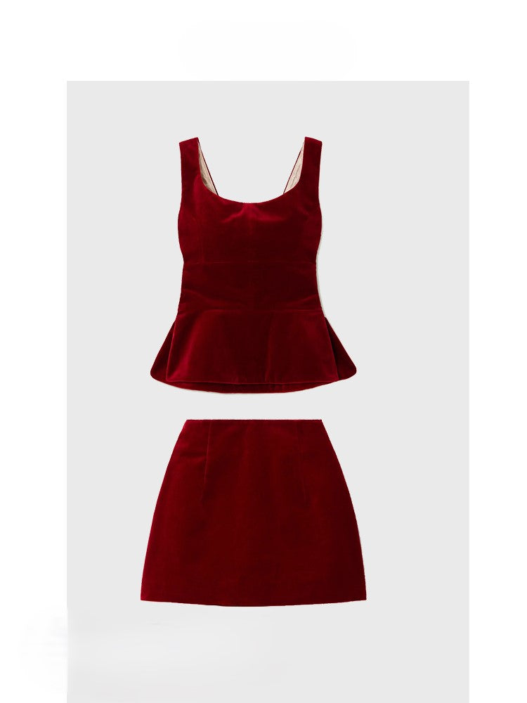 Burgundy plush suit