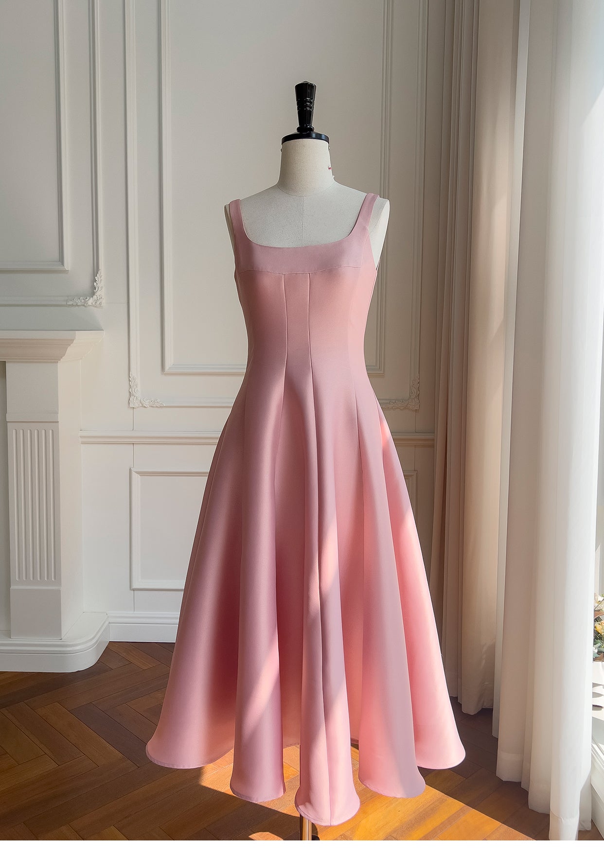 Pink suspender satin light luxury dress