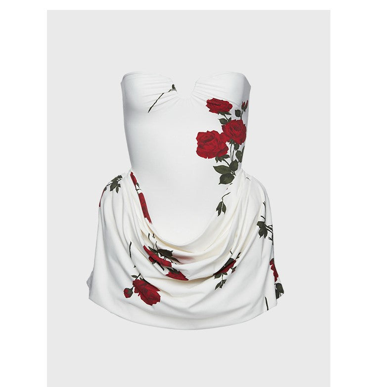 French floral short tube top dress