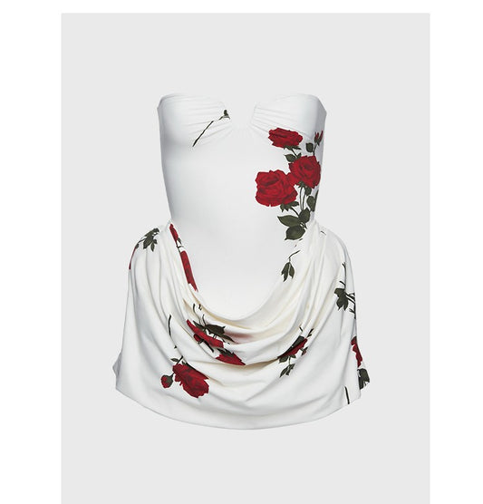 French floral short tube top dress