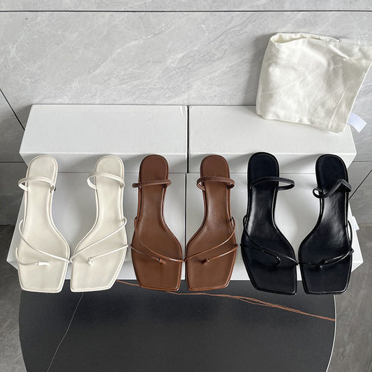 Women's versatile fashionable square toe slippers