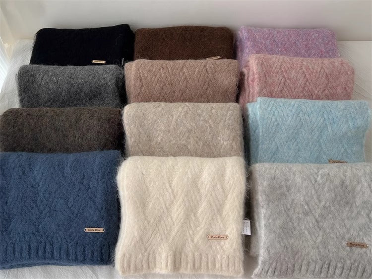 Wool blend knitted scarf