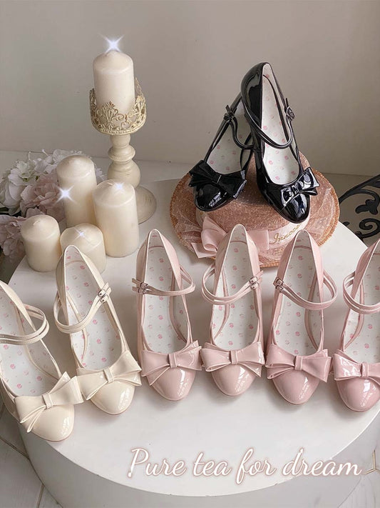 Original bow stiletto pointed toe women's shoes