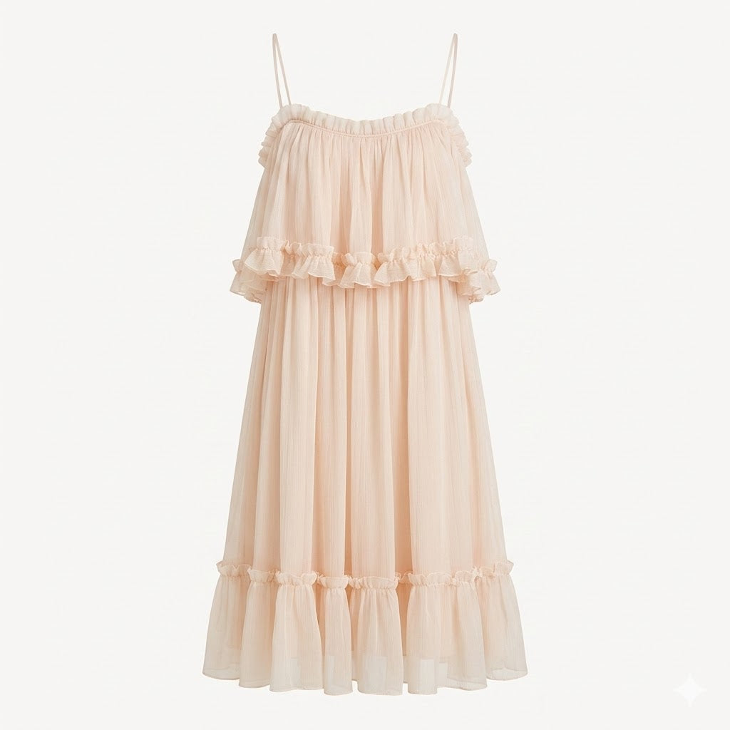 Ruffled Strappy Midi Dress