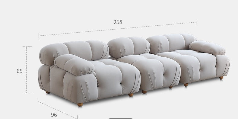 Cloud sofa ins style fabric cream frosted velvet simple retro modular sofa