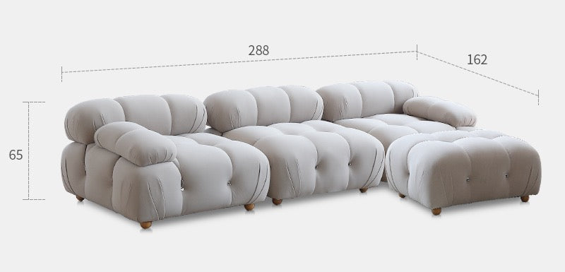 Cloud sofa ins style fabric cream frosted velvet simple retro modular sofa