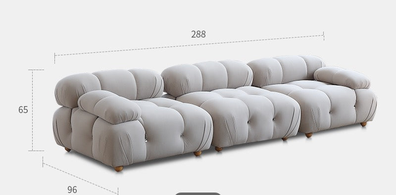 Cloud sofa ins style fabric cream frosted velvet simple retro modular sofa