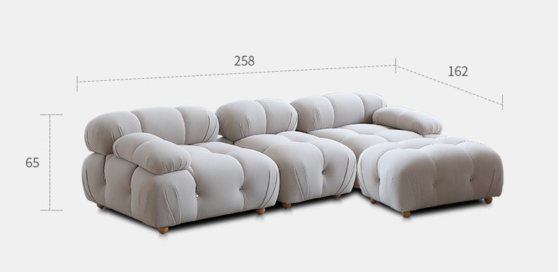 Cloud sofa ins style fabric cream frosted velvet simple retro modular sofa