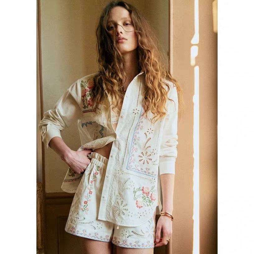 ELENA Embroidered Cotton Shirt