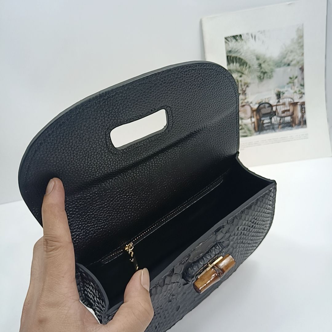 Luxurious genuine python skin bamboo bag 22cm fashionable women's bag