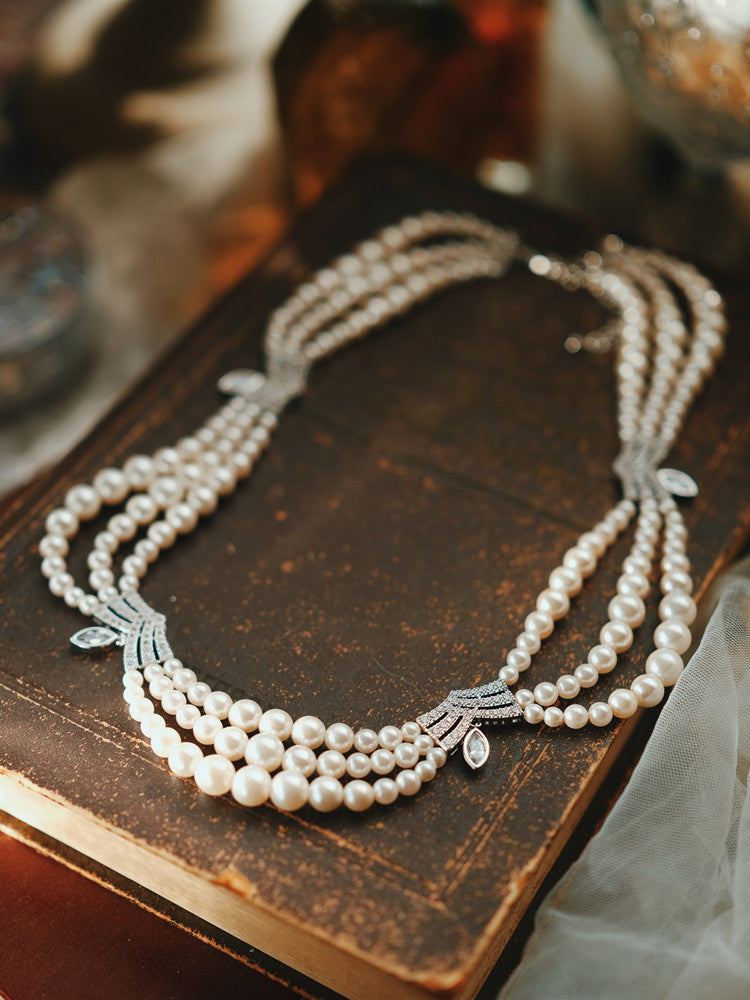 Layered Pearl Necklace Bridal Dress Accessories