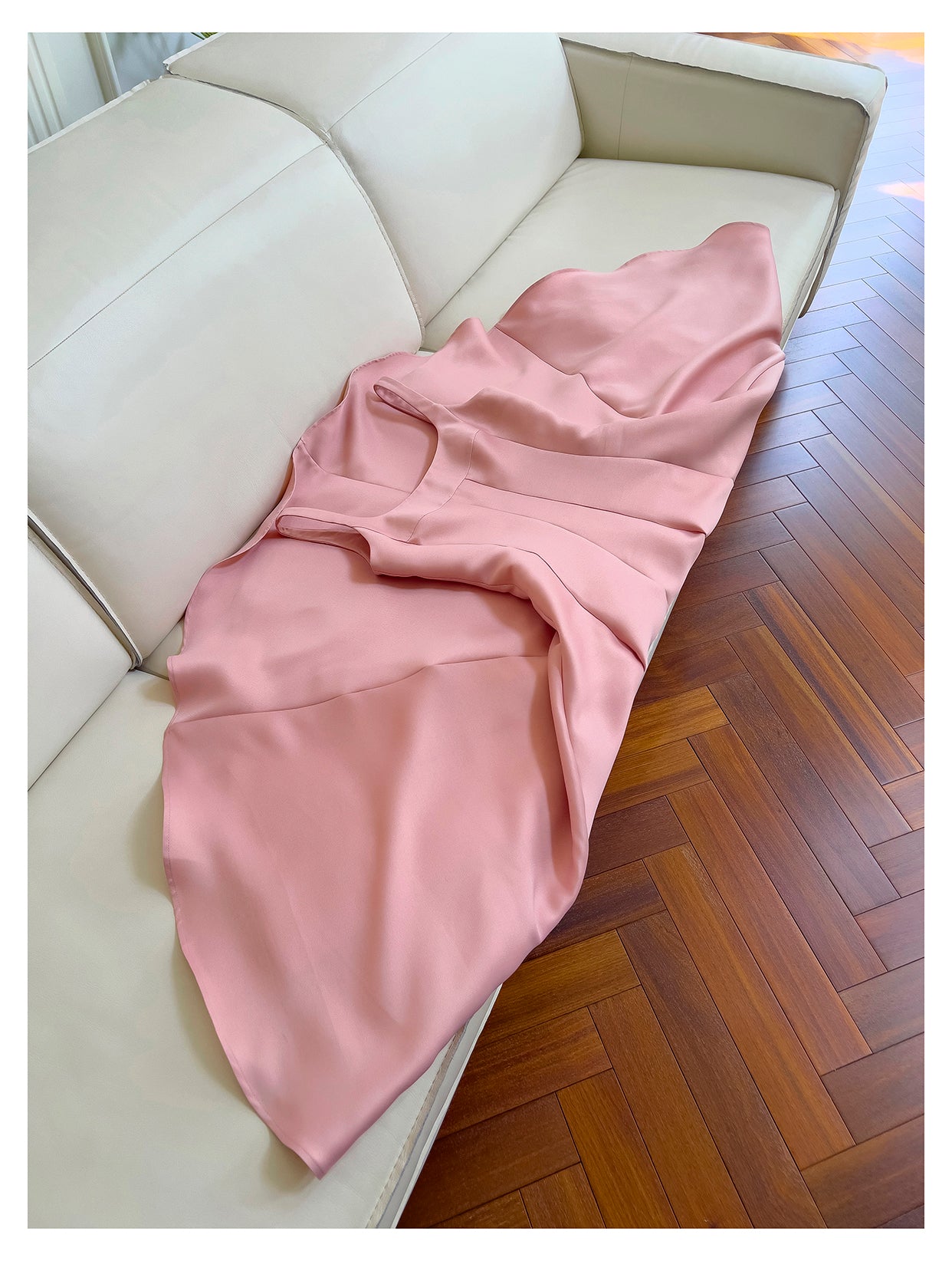 Pink suspender satin light luxury dress