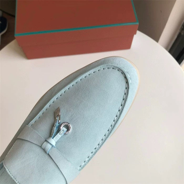 Genuine leather flat casual half-slipper loafers