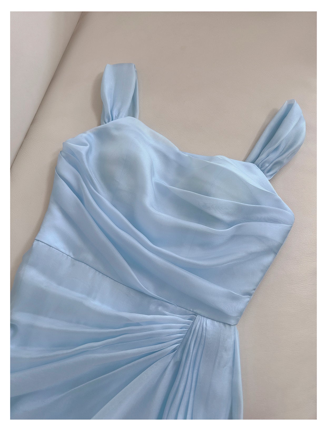 French blue suspender design waist long skirt