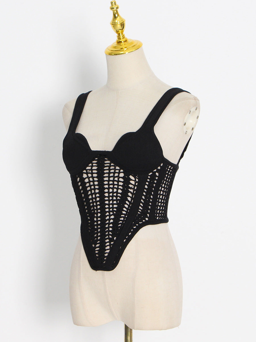 Fishbone corset sexy hollow handmade hook-knitted suspender belt