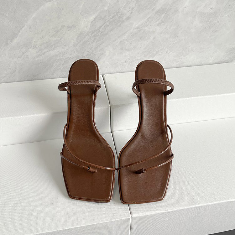 Square-toe thong sandals