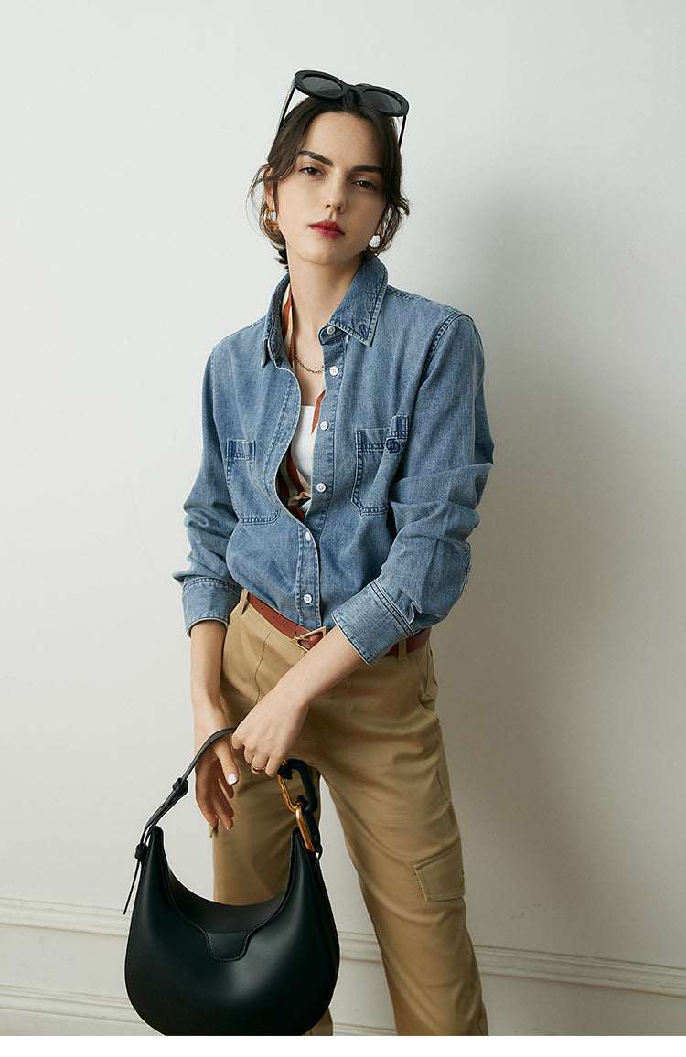 Lazy New Style "Nude" Soft Silo Slub Denim Shirt