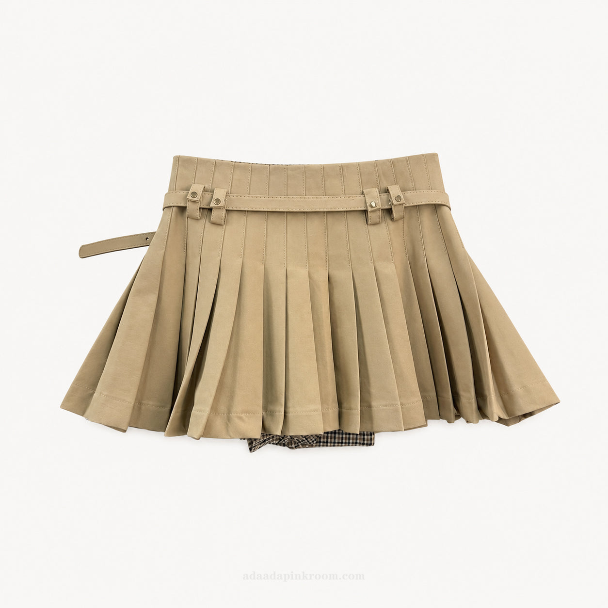 Pleated Mini Skirt With Belt