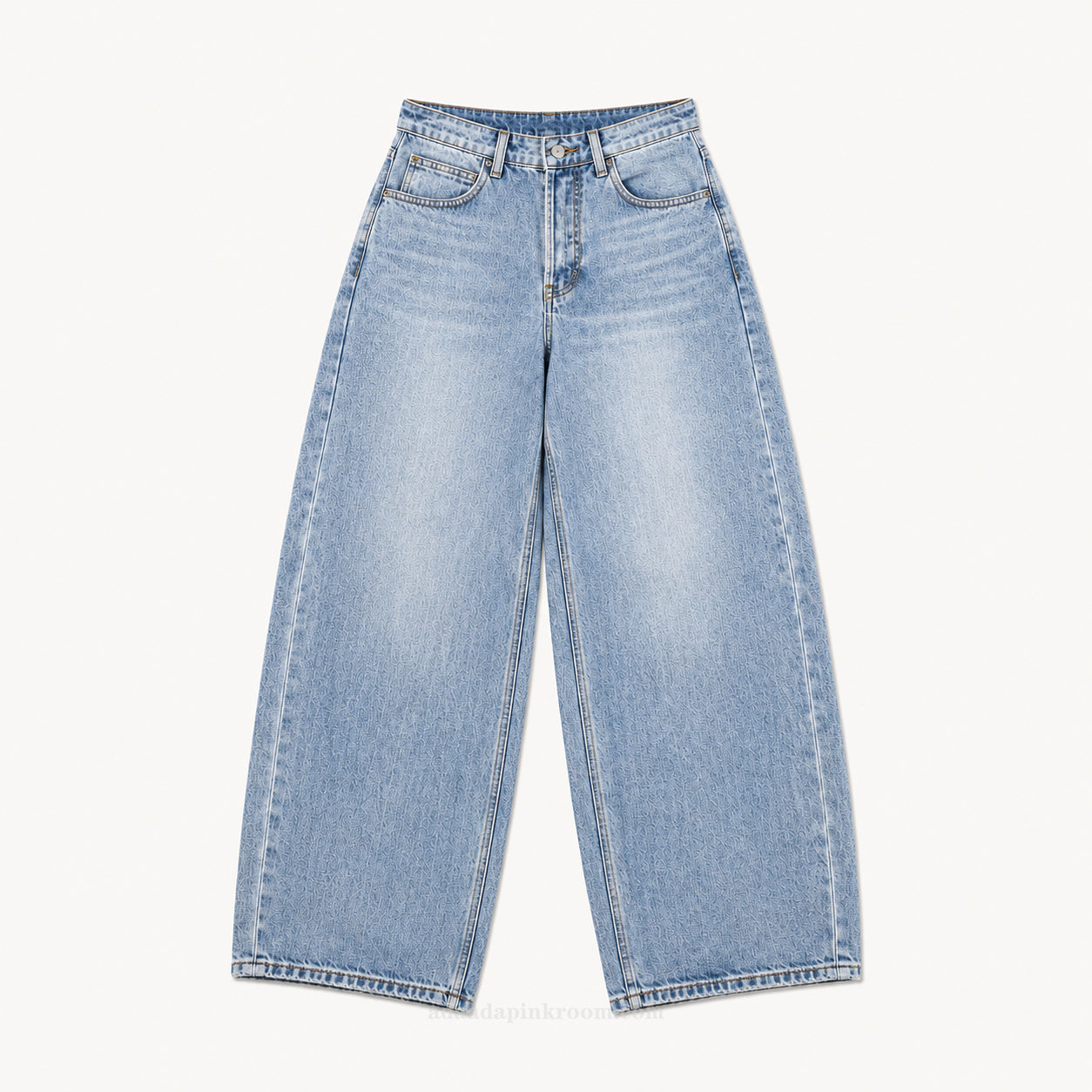 Wide-Leg Distressed Jeans