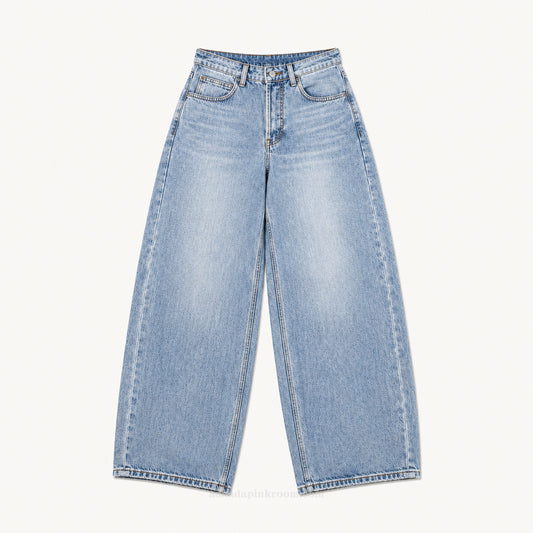 Wide-Leg Distressed Jeans