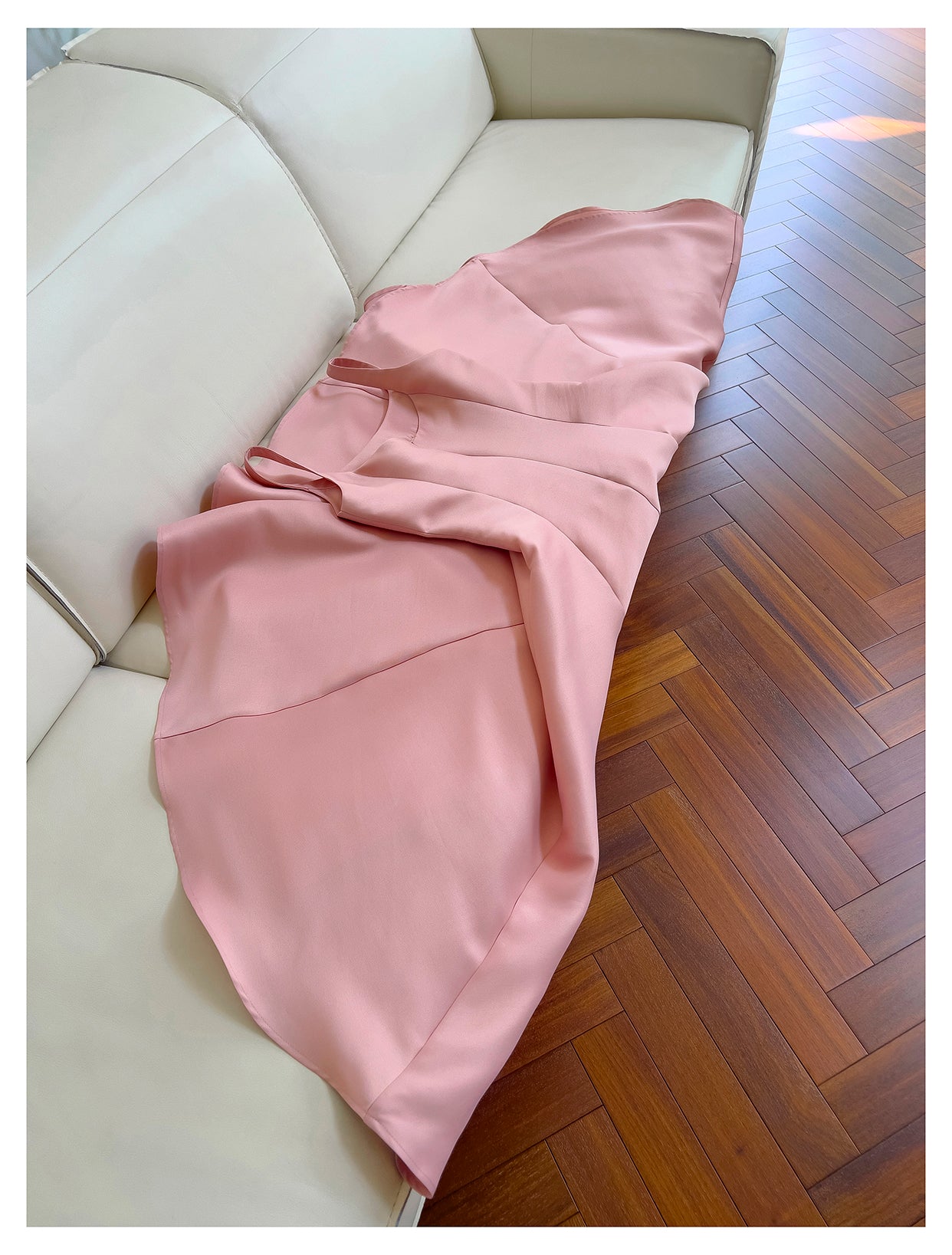 Pink suspender satin light luxury dress