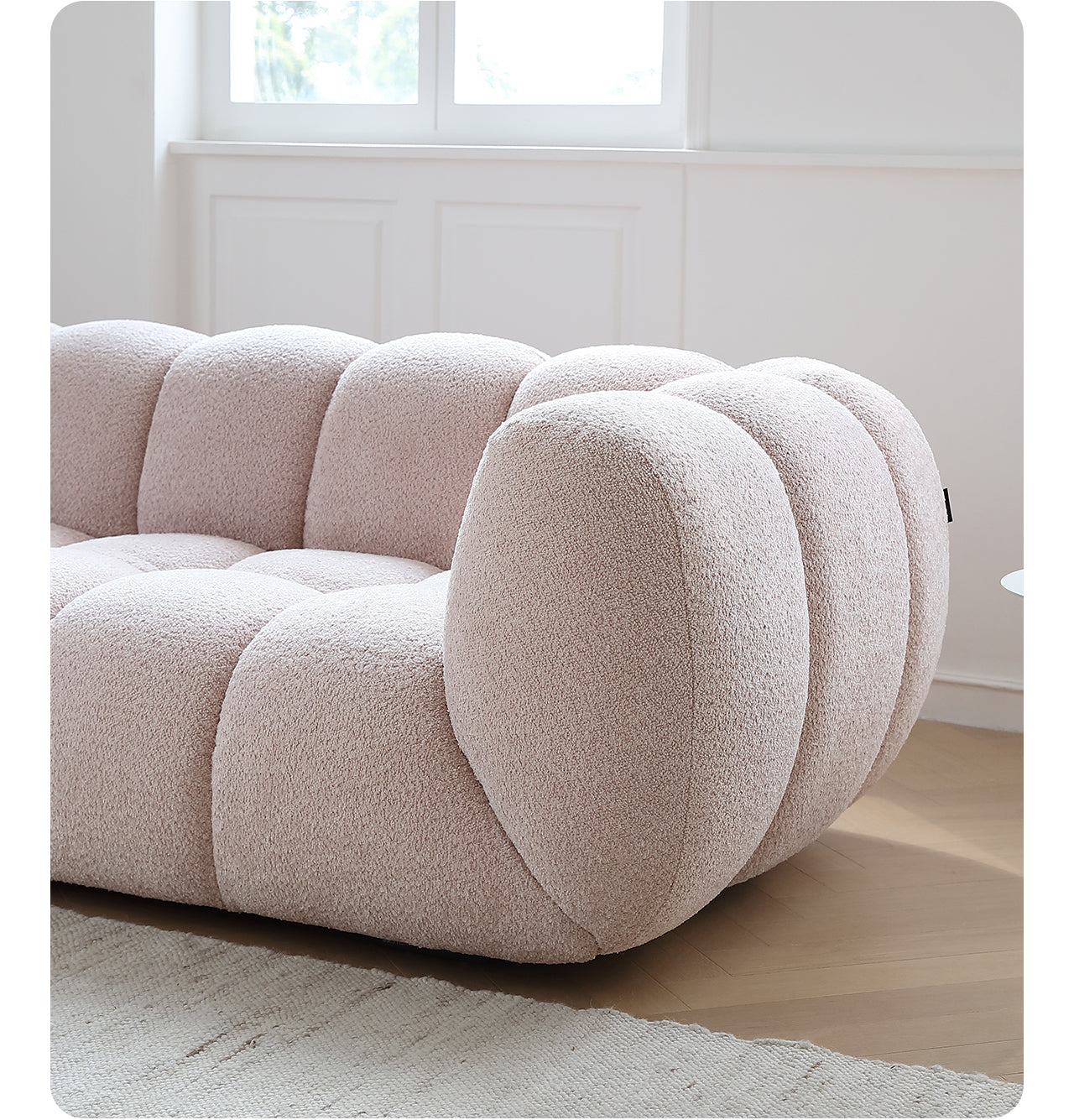 Light French retro cream style puff sofa marshmallow fabric sofa special offer