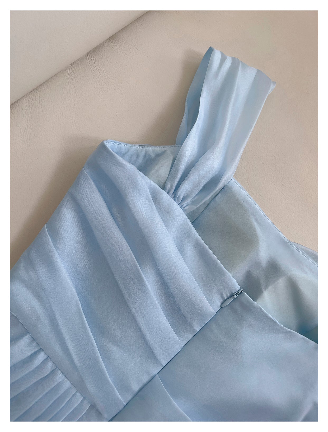 French blue suspender design waist long skirt