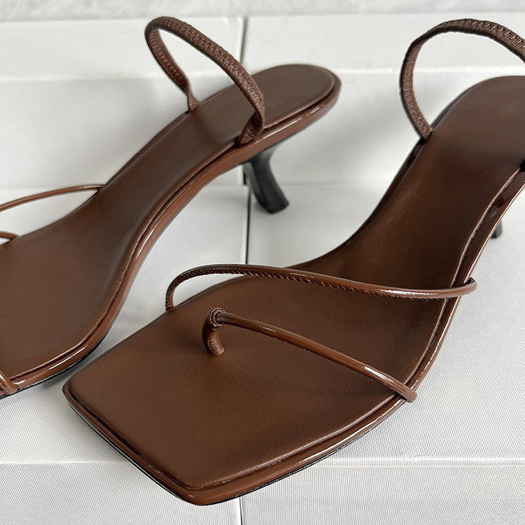 Square-toe thong sandals