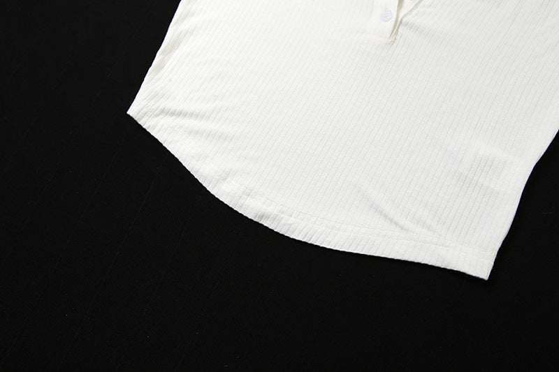 White square neck short T-shirt