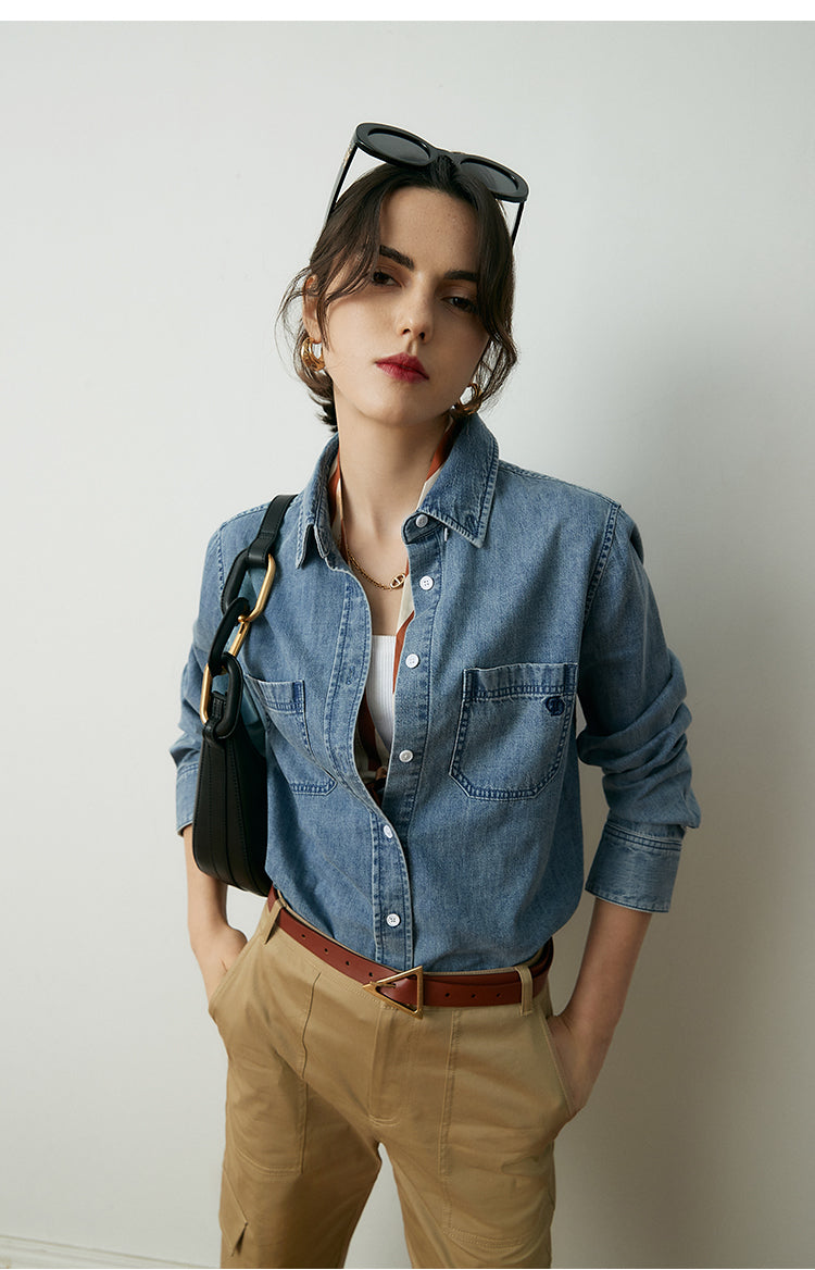 Lazy New Style "Nude" Soft Silo Slub Denim Shirt